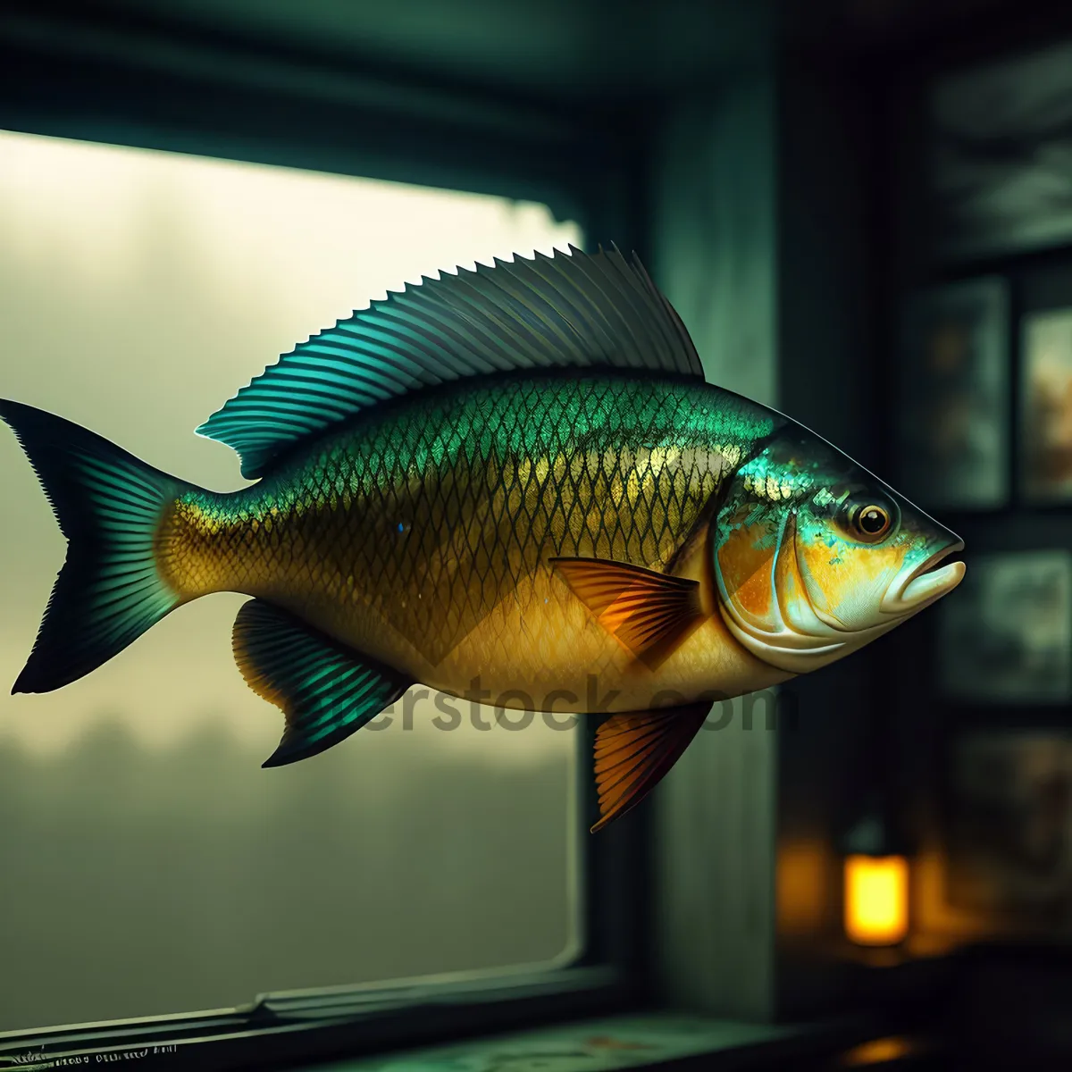 Picture of Colorful Goldfish Swimming in Aquarium