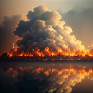 Dramatic Sunset Reflection over Ocean's Horizon