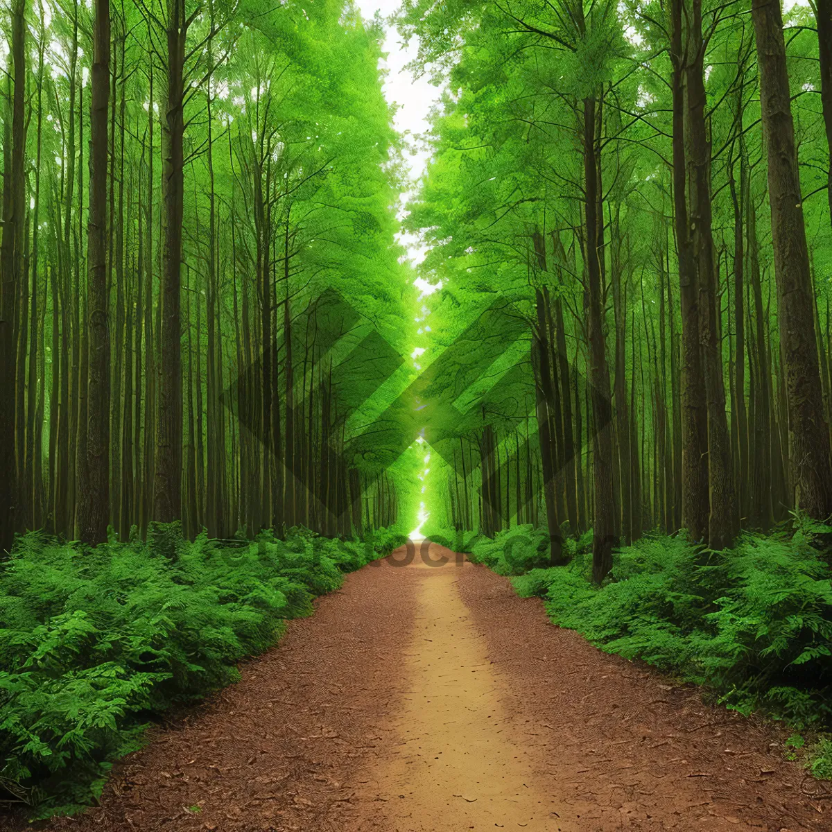 Picture of Serene Woodland Pathway through Sunlit Southern Beech Forest