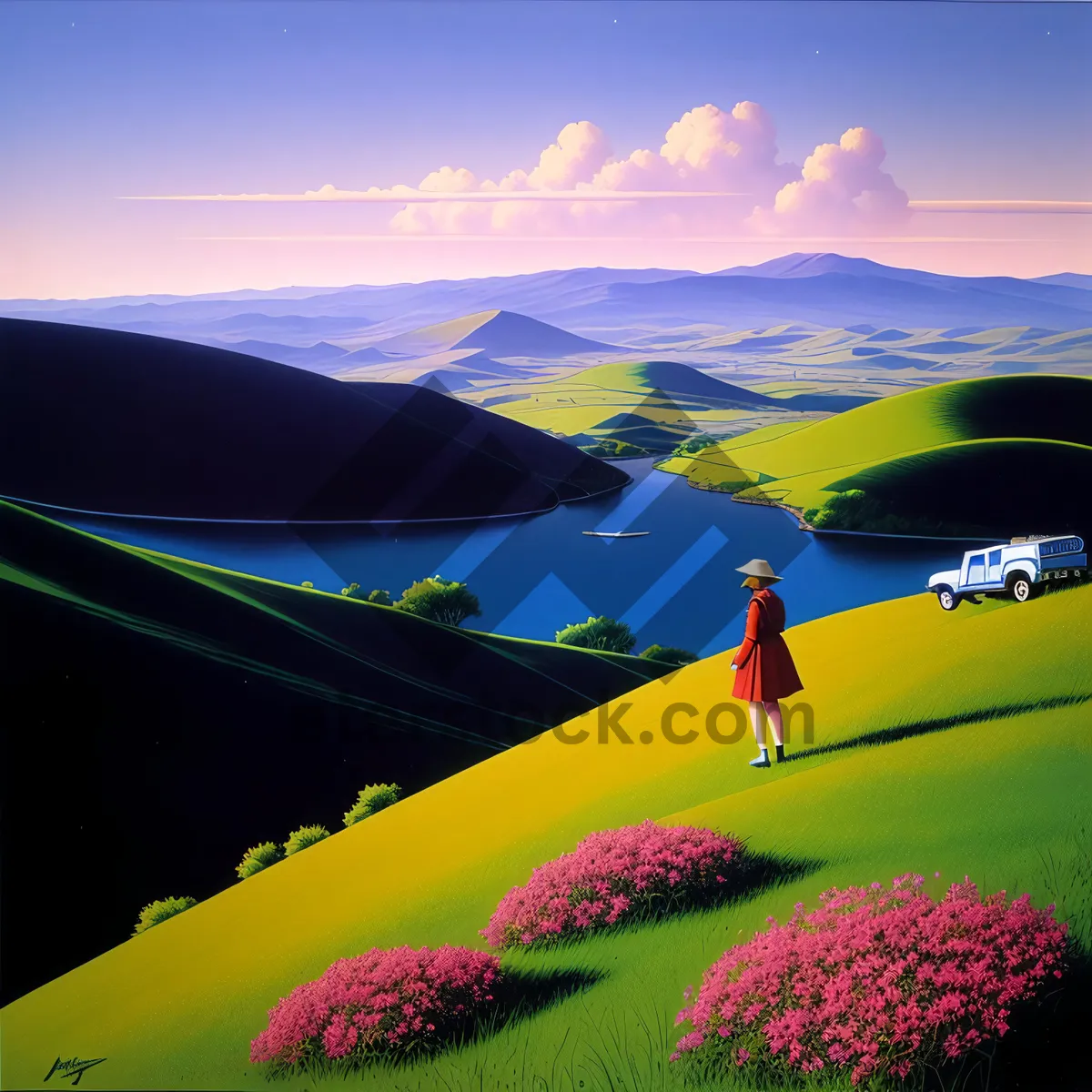 Picture of Beautiful Summer Sunset Over Countryside