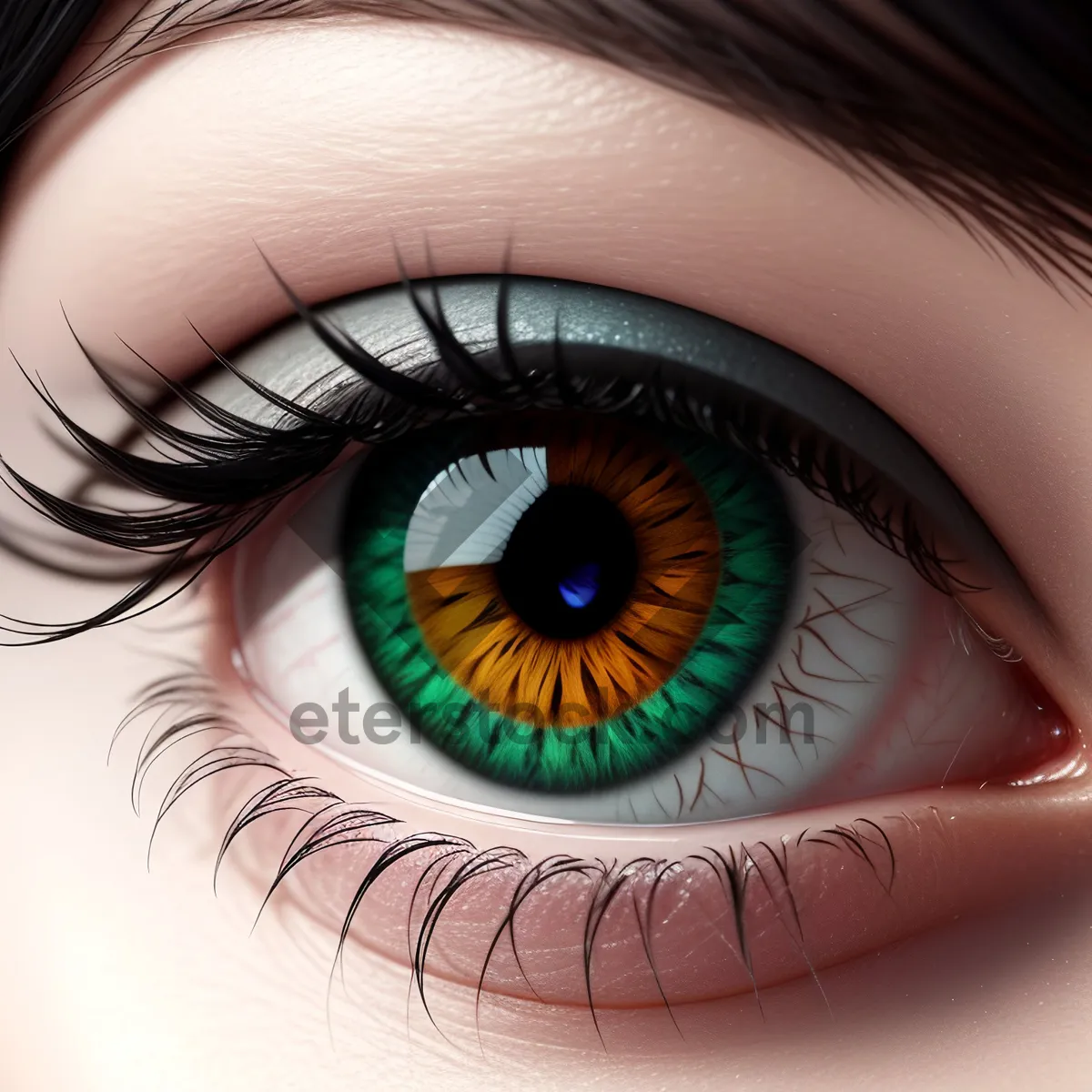 Picture of Closeup of Eye with Stunning Mascara-coated Eyelashes