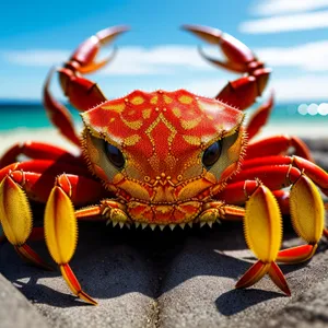 Rock Crab Ribbon: Ornamental Crustacean Arthropod Decoration