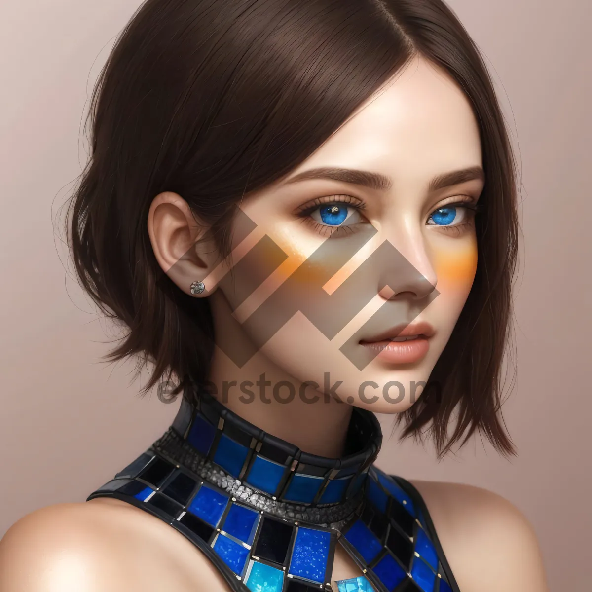 Picture of Sensual brunette model with amazing smile and makeup