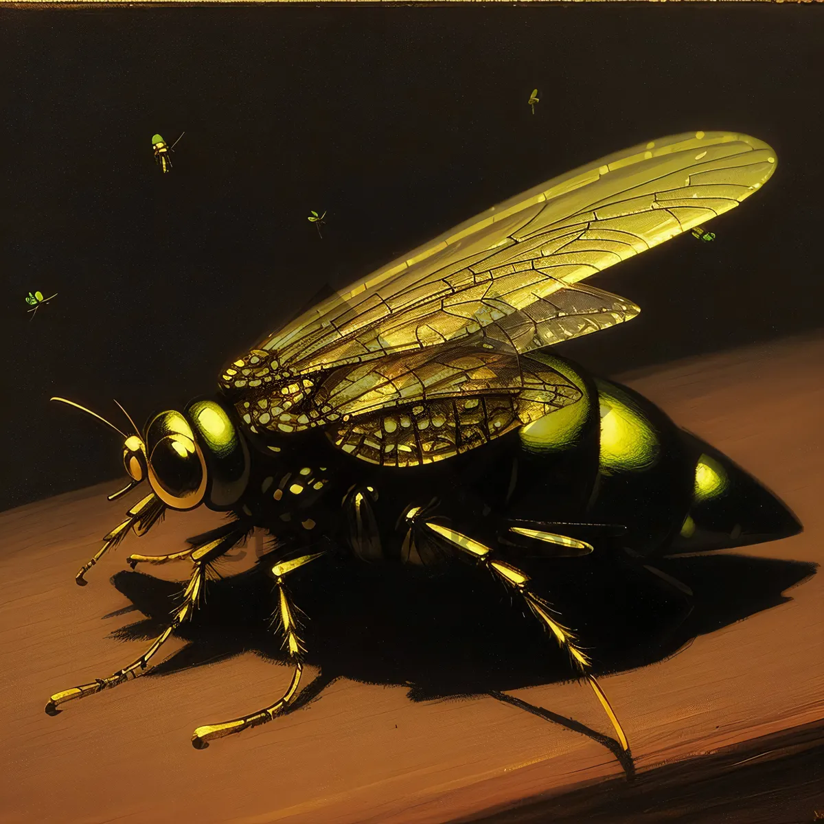 Picture of Lacewing Insect With Vibrant Yellow Wings