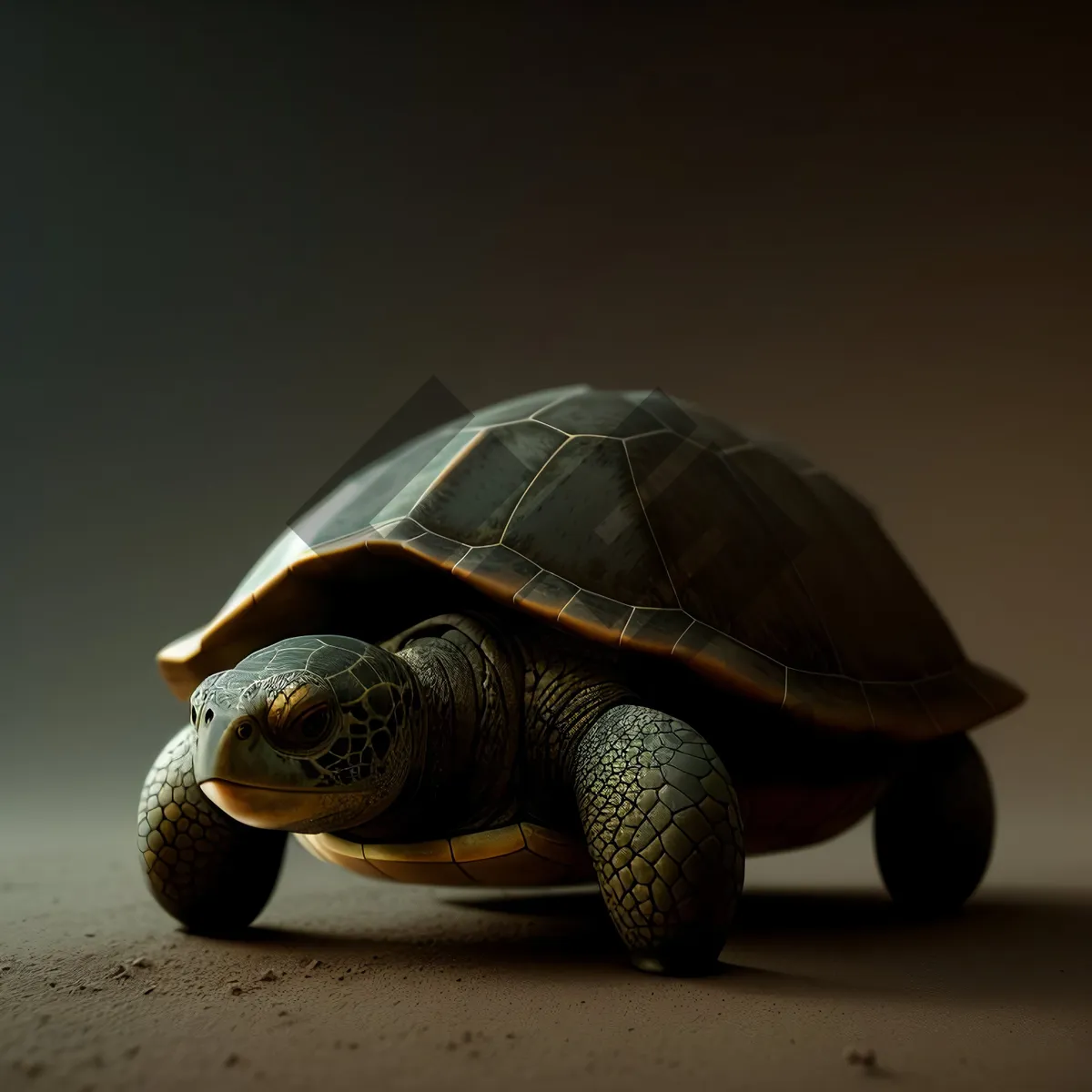 Picture of Slow-moving reptile with protective shell - a cute turtle