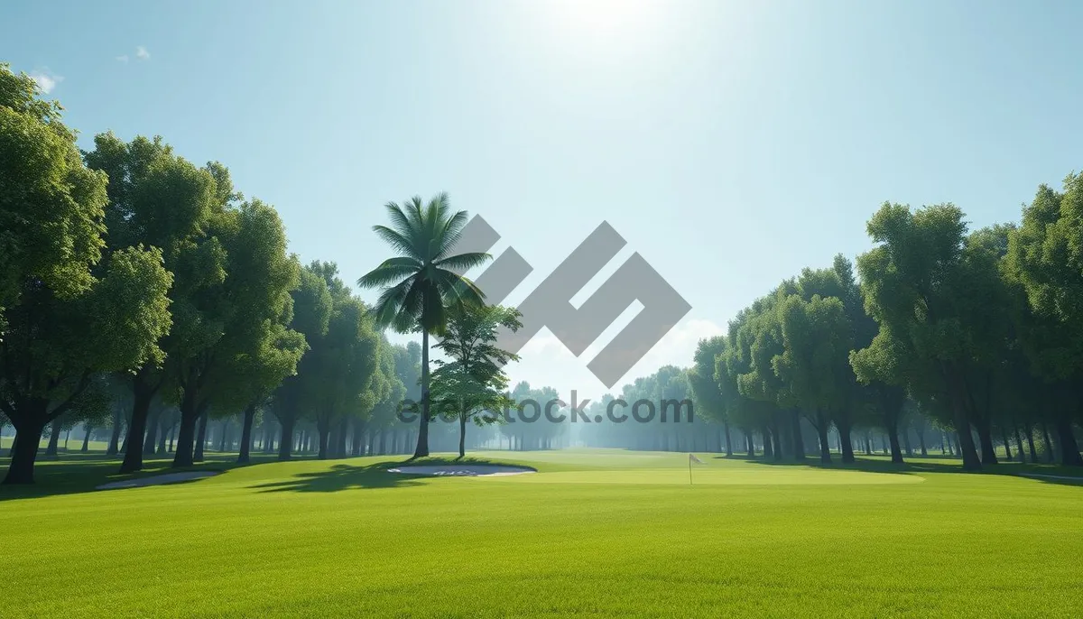 Picture of Scenic Golf Course with Flag and Trees