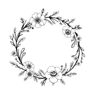 Floral Silhouette Ornate Design Element Border Vintage