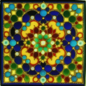 Vibrant Floral Circle Design with Mosaic Texture