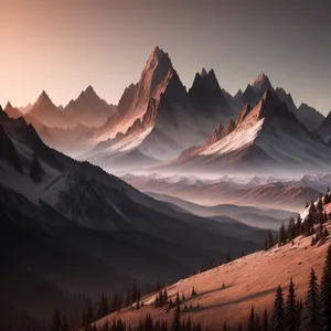 Majestic Snow-Capped Mountain Range Landscape