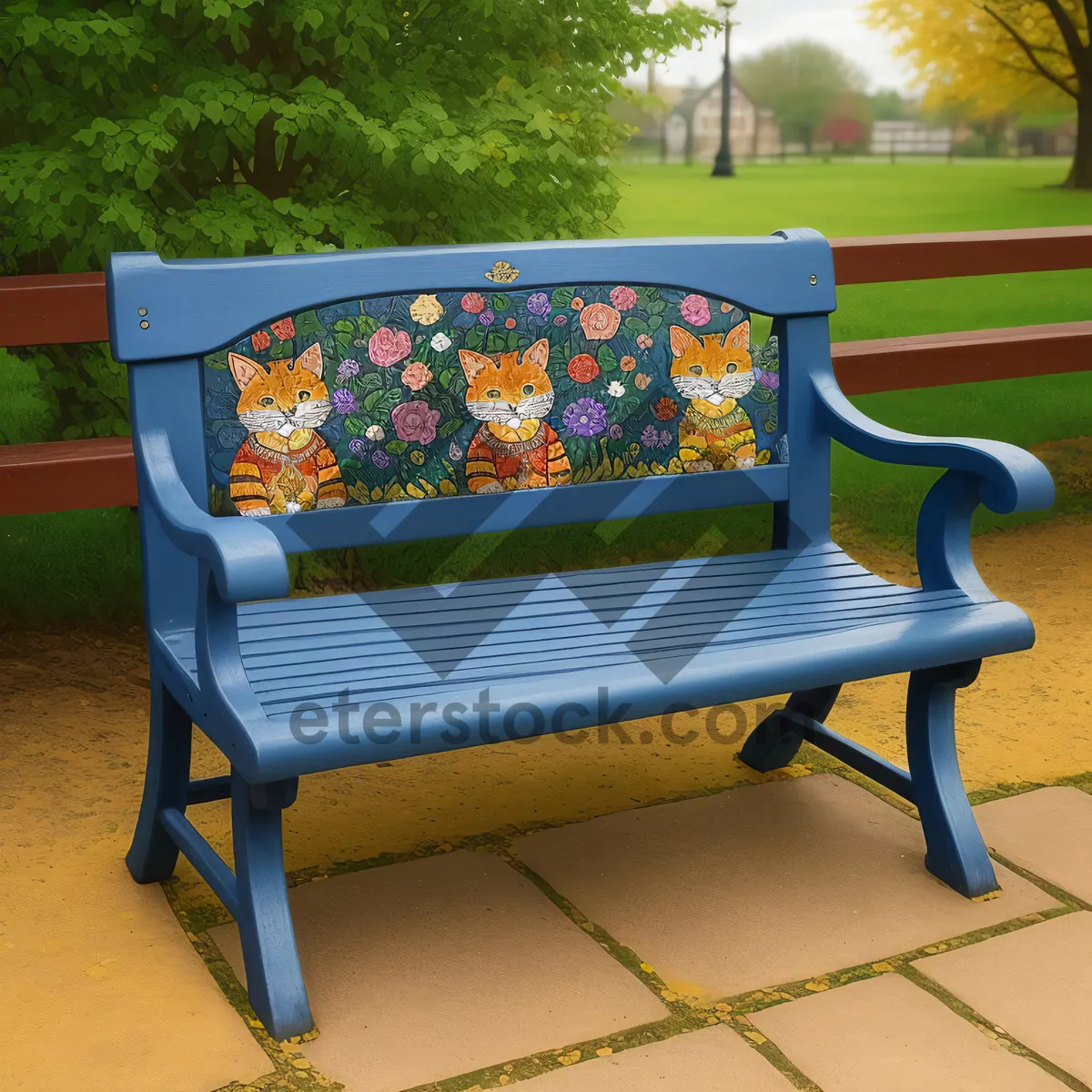 Picture of Wooden Park Bench for Outdoor Relaxation