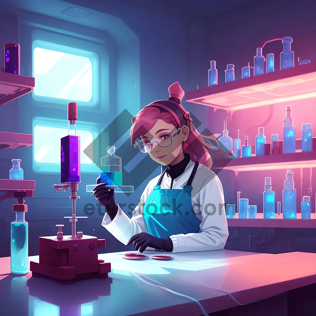 Picture of Nighttime Stadium Crowd Cheering with Patriotic Flag