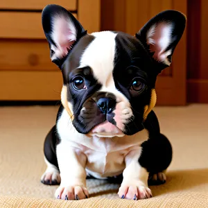 Portrait of a cute Bulldog puppy sitting gracefully, ready to charm