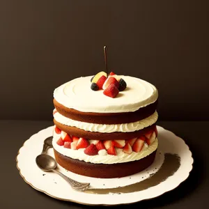 Delicious Berry Cream Cake on a Plate