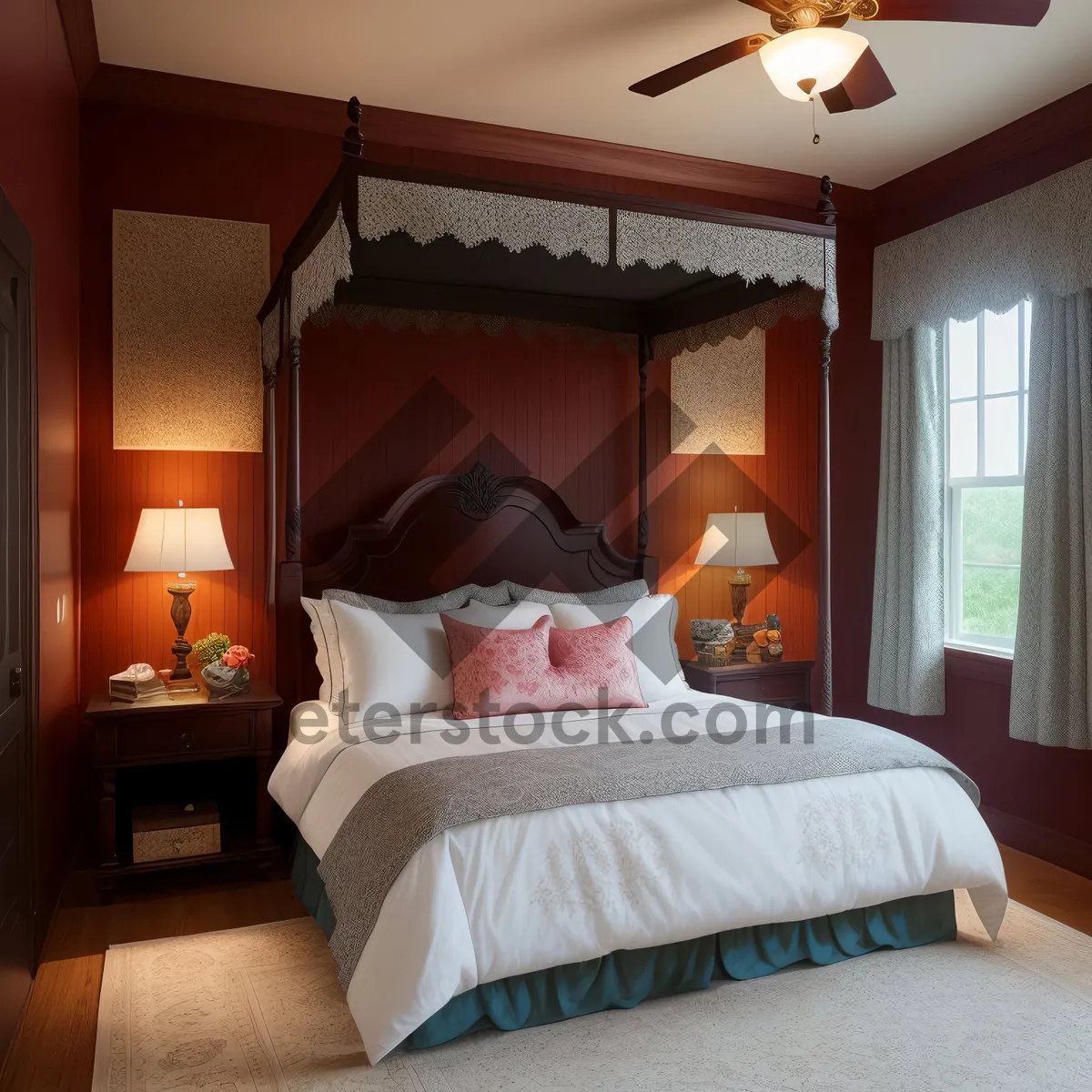 Picture of Comfortable Luxury Bedroom with Four-Poster Bed