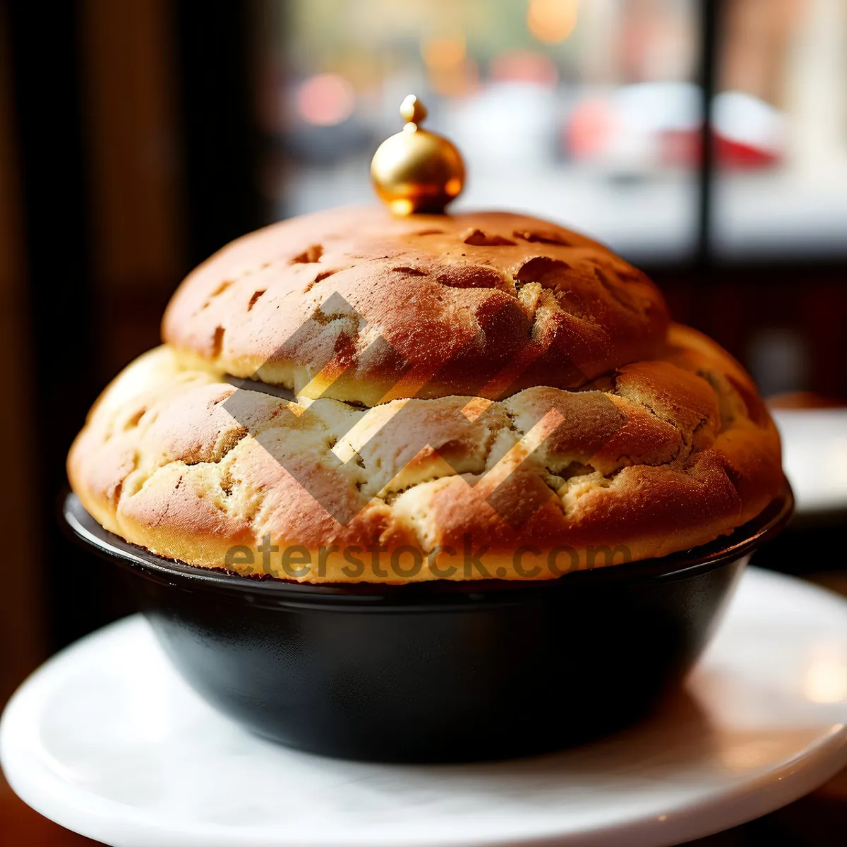 Picture of Delicious breakfast pastry with hot cappuccino.