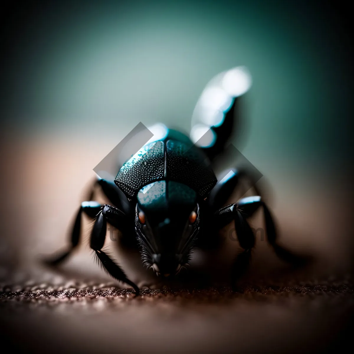 Picture of Black Rhinoceros Beetle: Majestic Arthropod of the Ground.