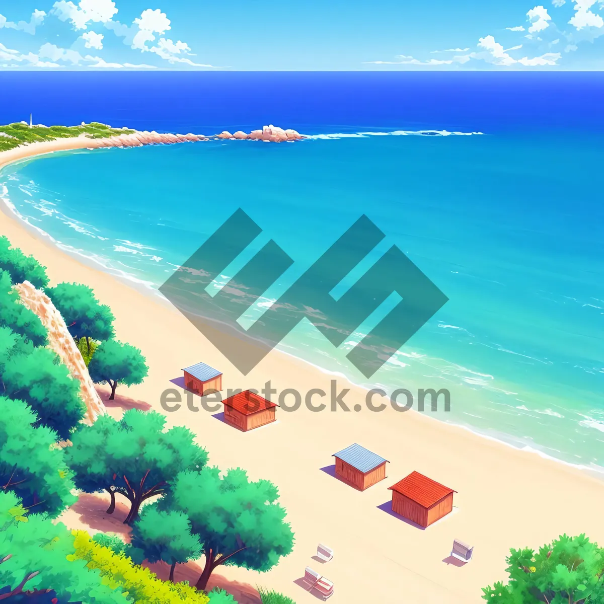 Picture of Pristine coastal bliss: turquoise waves meet sandy shores