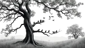 Silhouette of tree branch against the sky