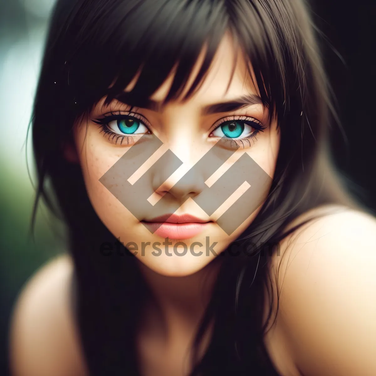 Picture of Sultry Locks: Attractive Model with Sensual Makeup and Stunning Eyes