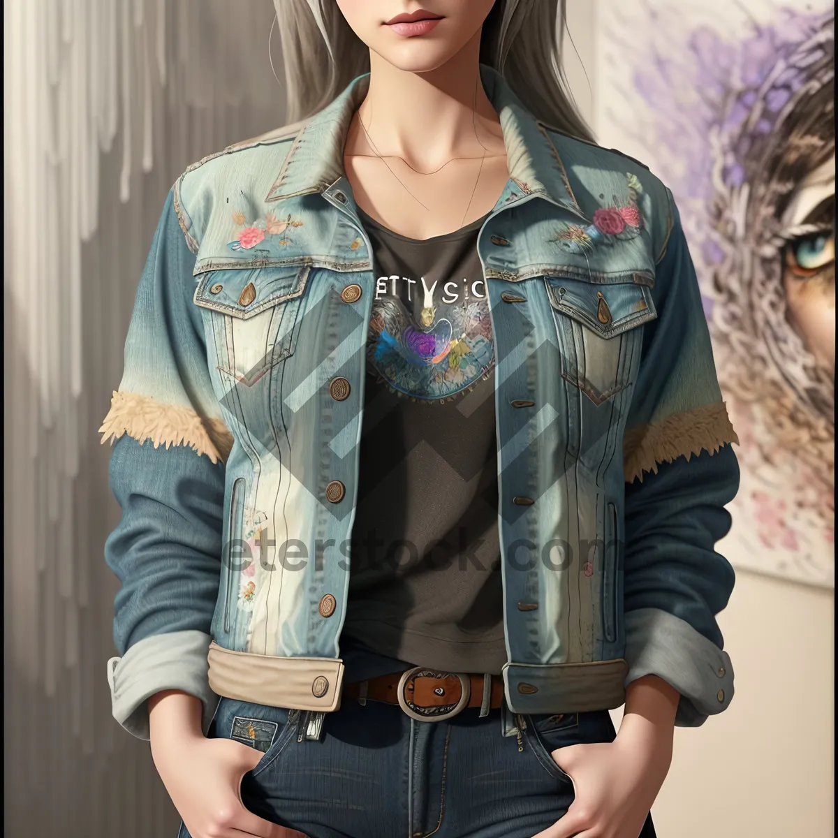 Picture of Stylish Fashionable Woman in Attractive Jacket