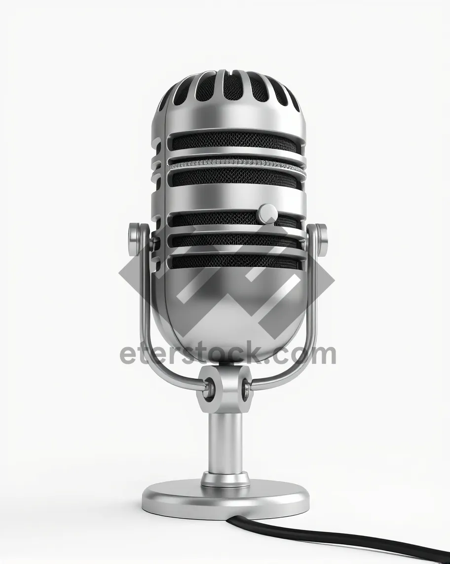 Picture of Metallic 3D studio microphone equipment for radio broadcasting