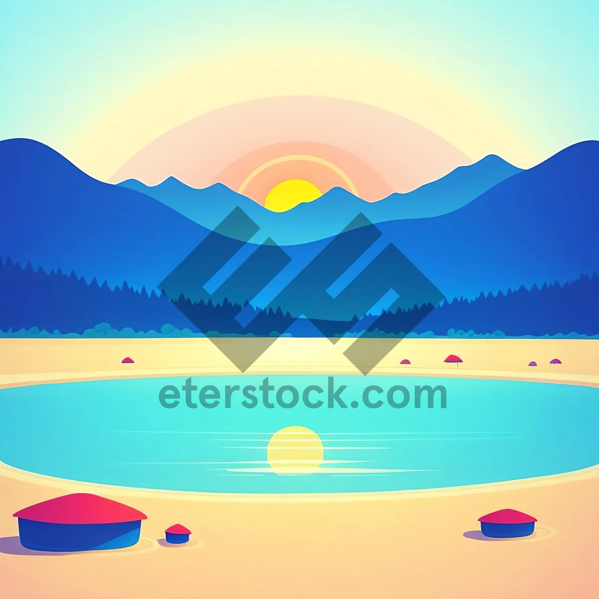 Picture of Serene Art: Summer Sky Landscape with Majestic Wave