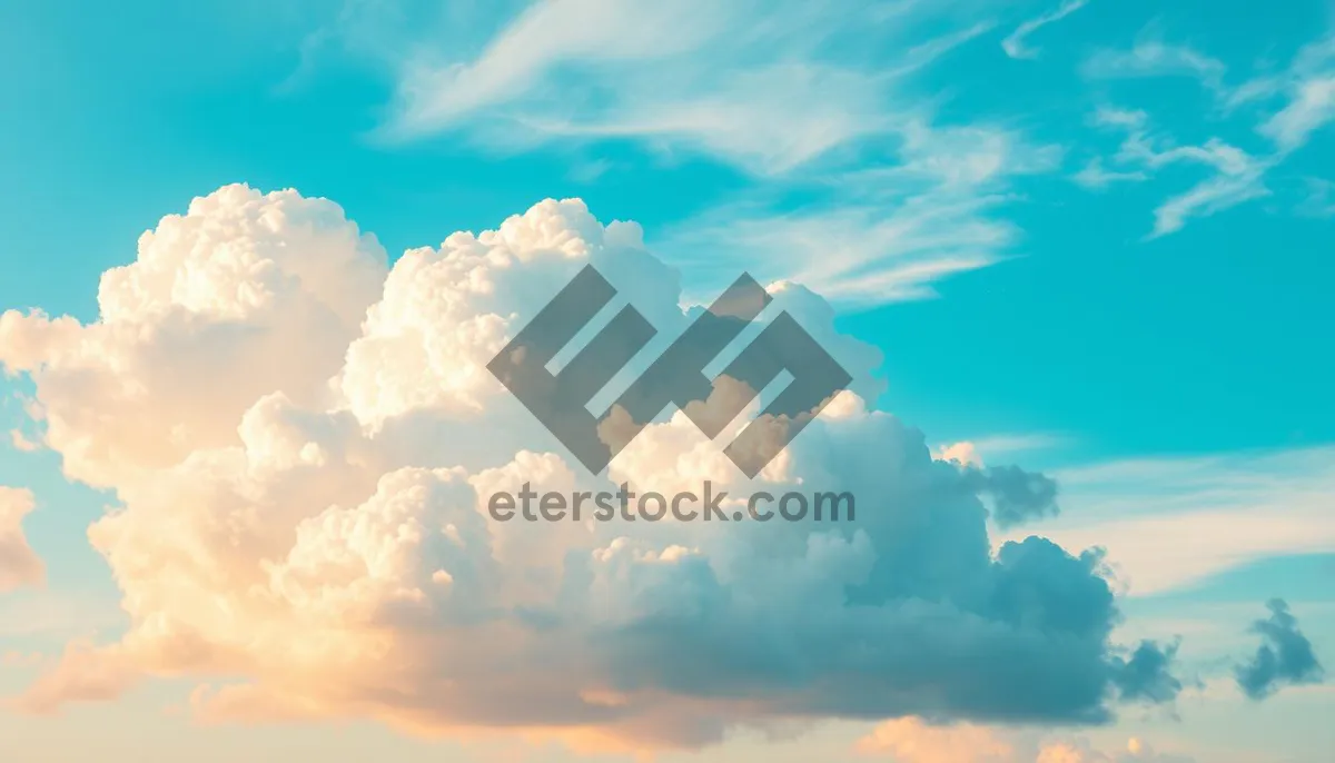 Picture of Bright and Sunny Summer Sky with Fluffy Clouds