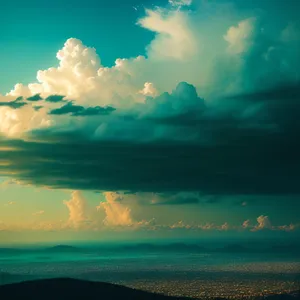 Serene Sunset Over Ocean and Cloudscape