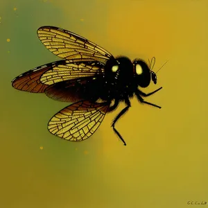 Colorful Flying Insect on Flower Petals