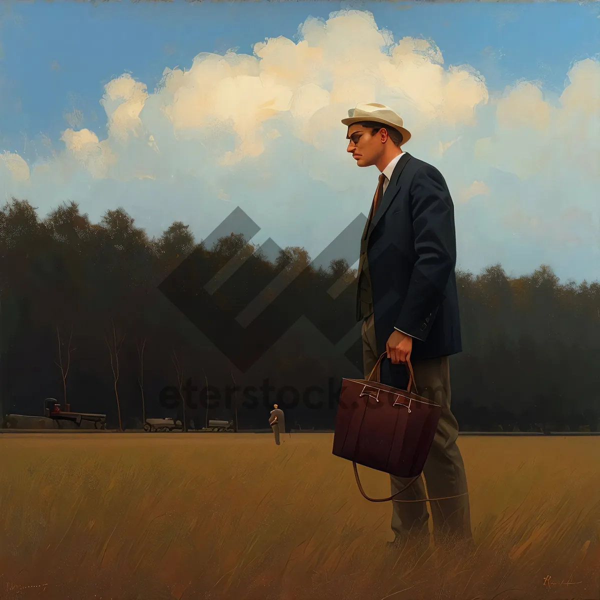 Picture of Professional businessman with briefcase under the sky