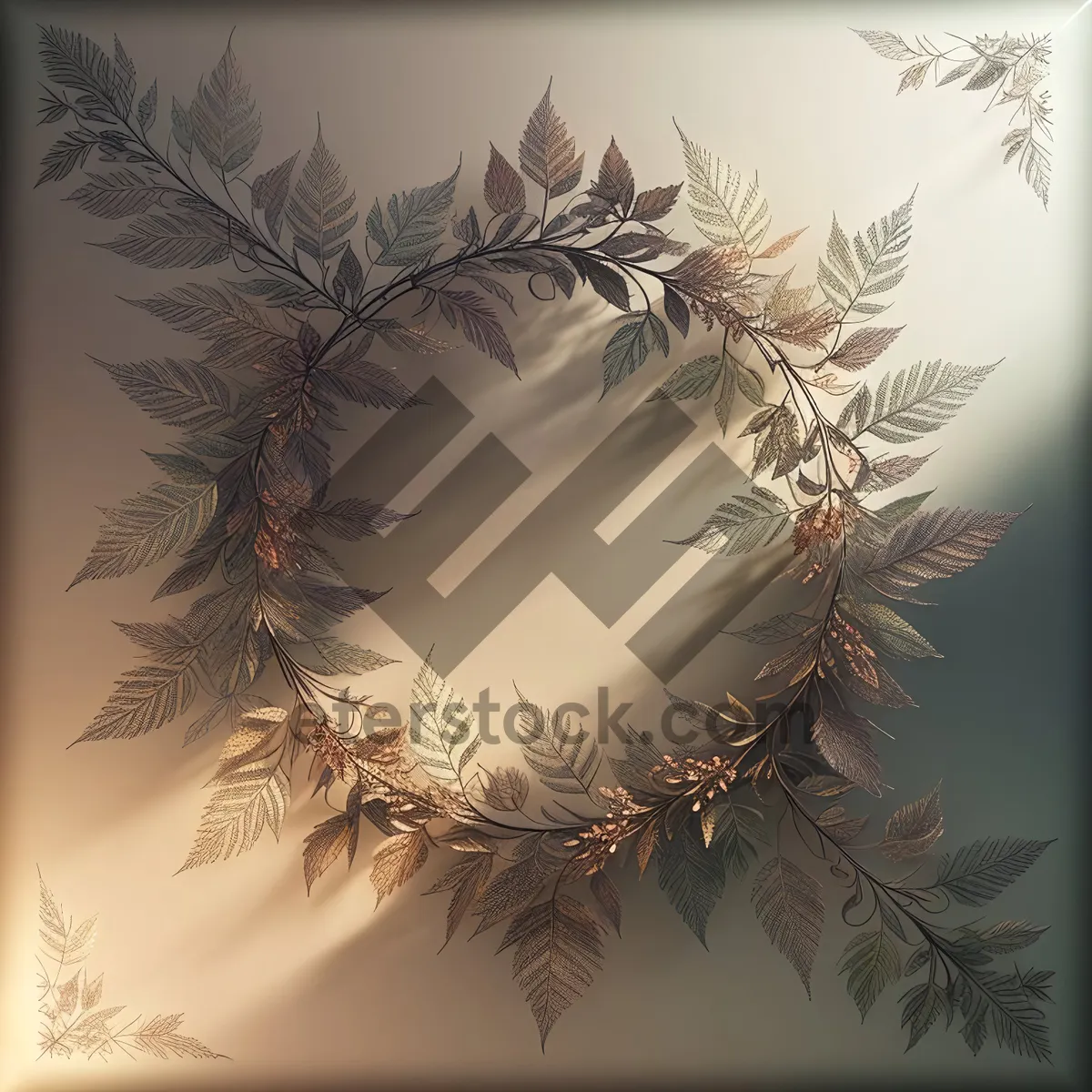 Picture of Festive Floral Snowflake Border with Silhouette Trees