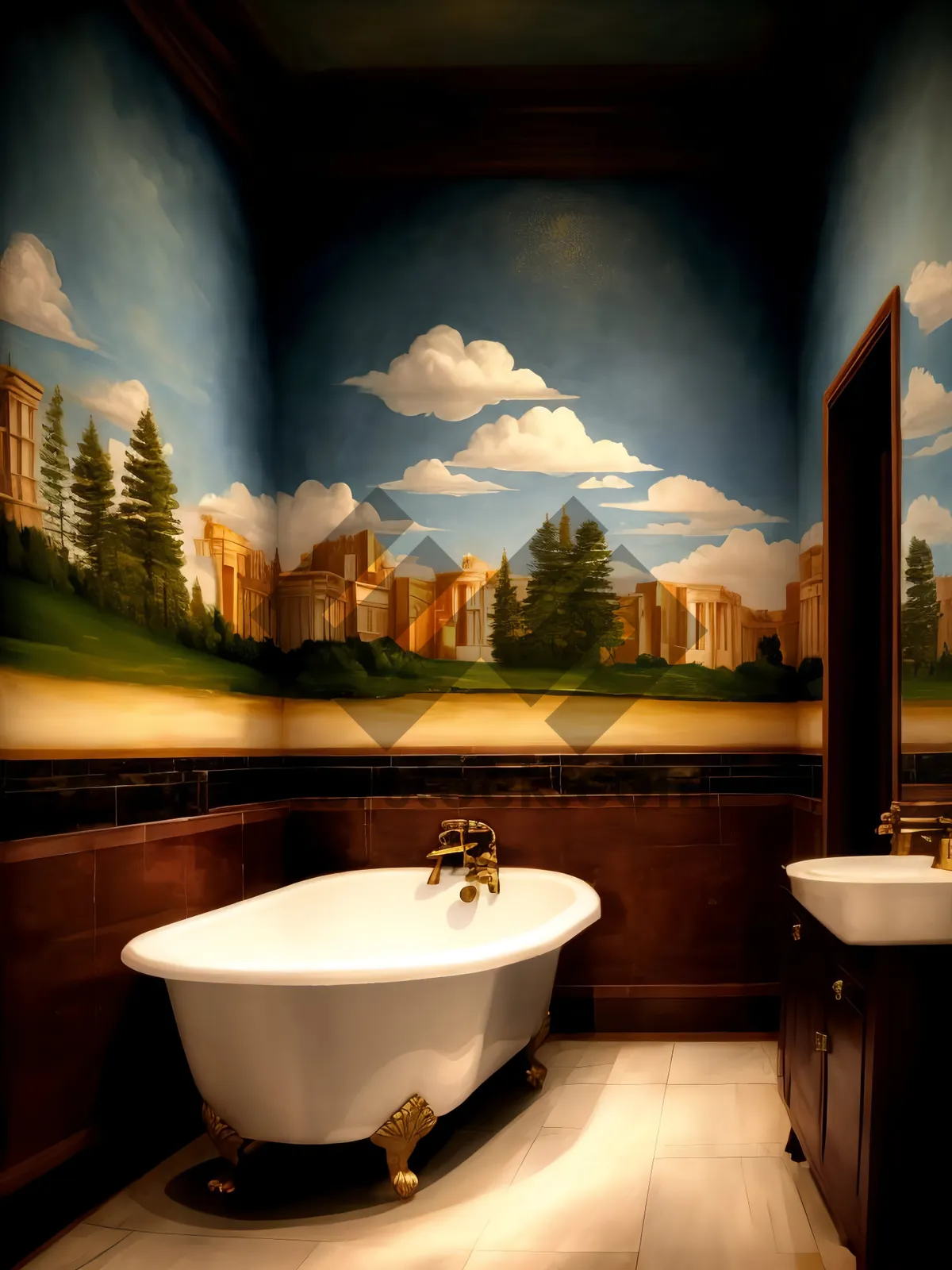 Picture of Modern Luxury Bathroom with Clean Tile and Vessel Sink