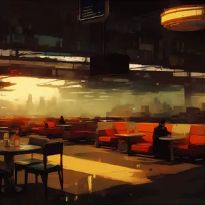 Cafeteria Hall Interior with Restaurant-style Seating