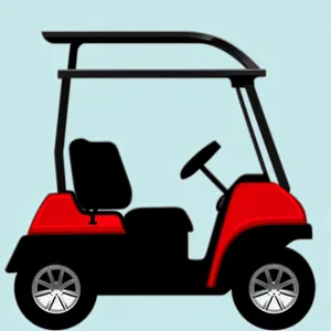 Golfer in Cartoon Golf Cart