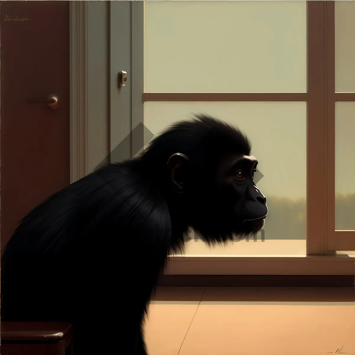 Picture of Wild Howler Monkey Portrait in Black Fur