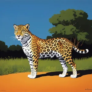 Leopard - Majestic Feline Predator Roaming Safari Grasslands