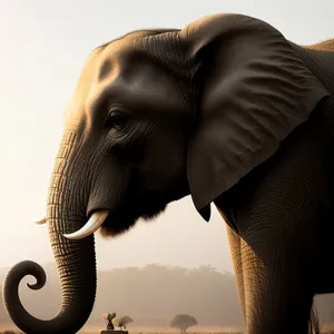 Wild Elephant with Majestic Tusks in Safari Park