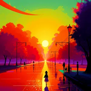 Spectacular Celestial Sunset Lighting Over Summer Horizon