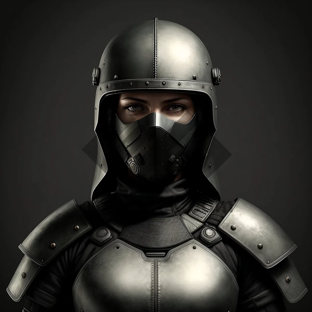 Picture of Warrior Sculpture in Protective Helmet