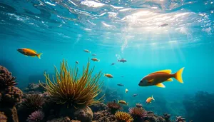 Colorful Tropical Fish Swimming in Sunlit Coral Reef