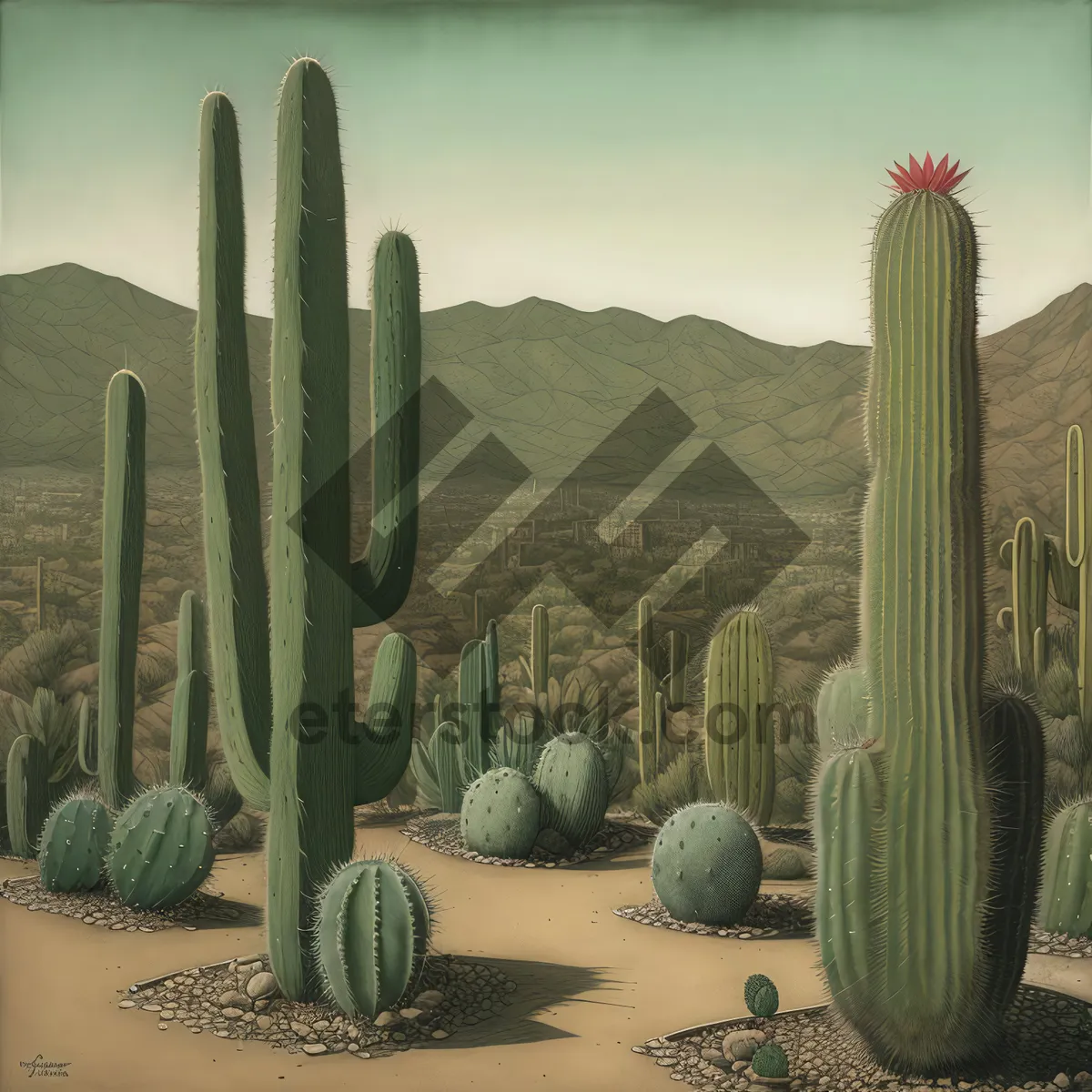 Picture of Saguaro Desert Landscape under Clear Sky