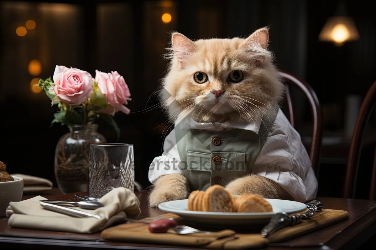 Picture of Cute Orange Tabby Cat with Playful Expression