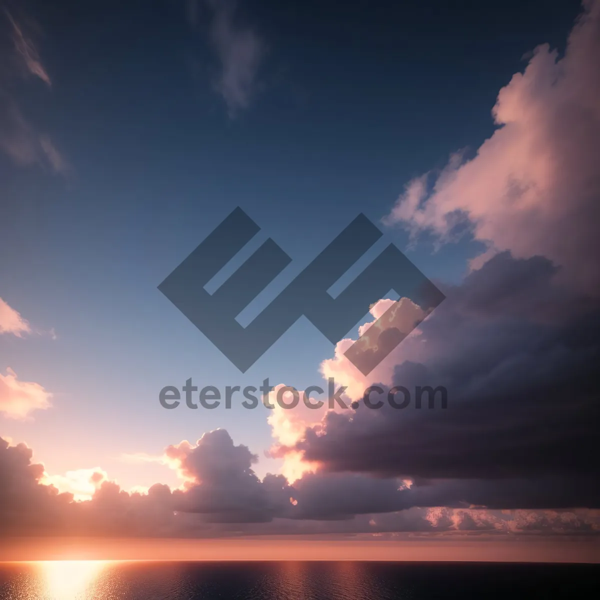 Picture of Vibrant Sky at Sunset: A Dramatic Cloudscape Over the Horizon