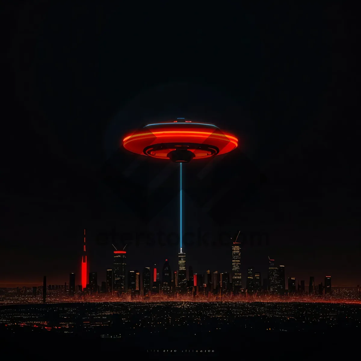Picture of City skyline at dusk with sunset backdrop