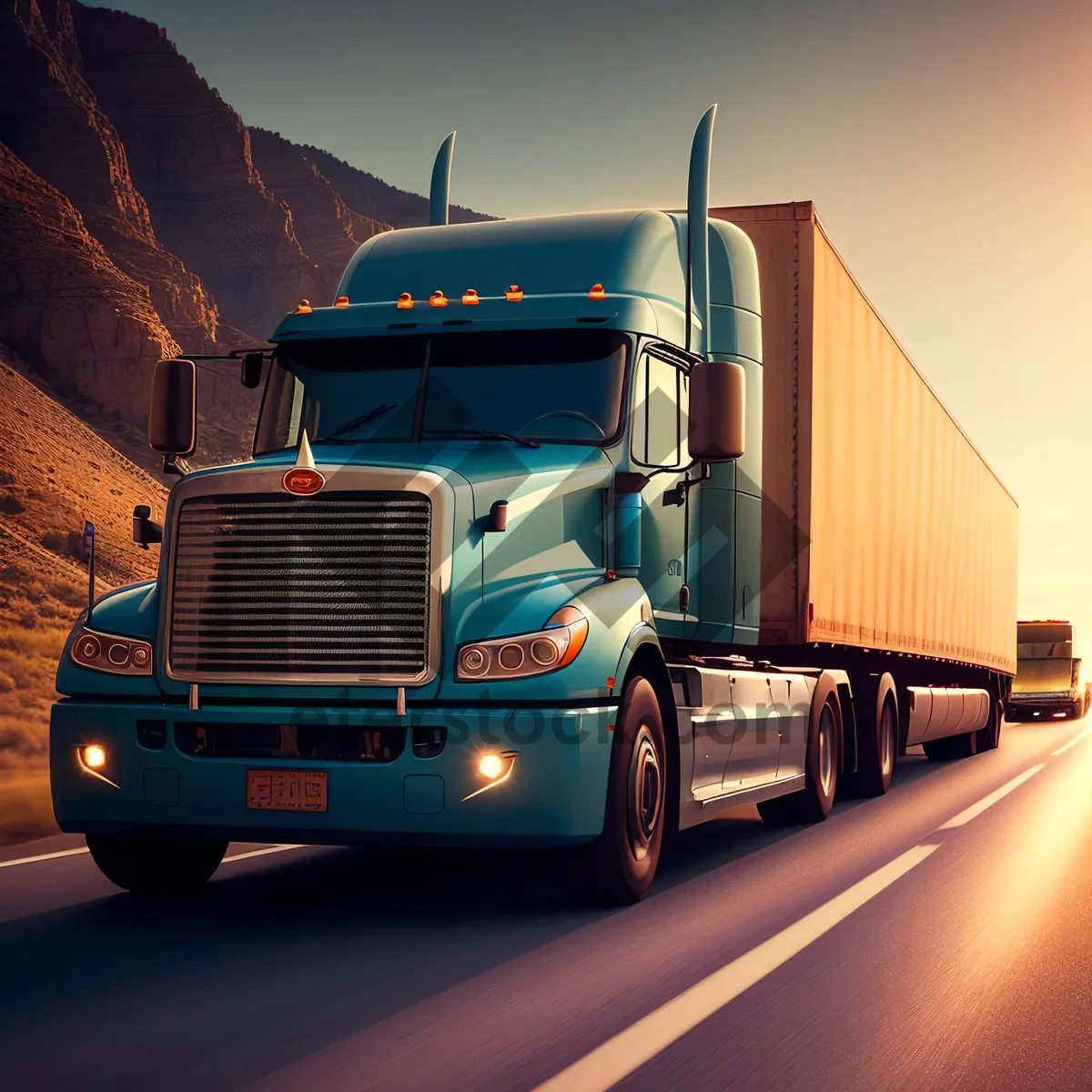 Picture of Speeding Freight Hauler on Busy Highway