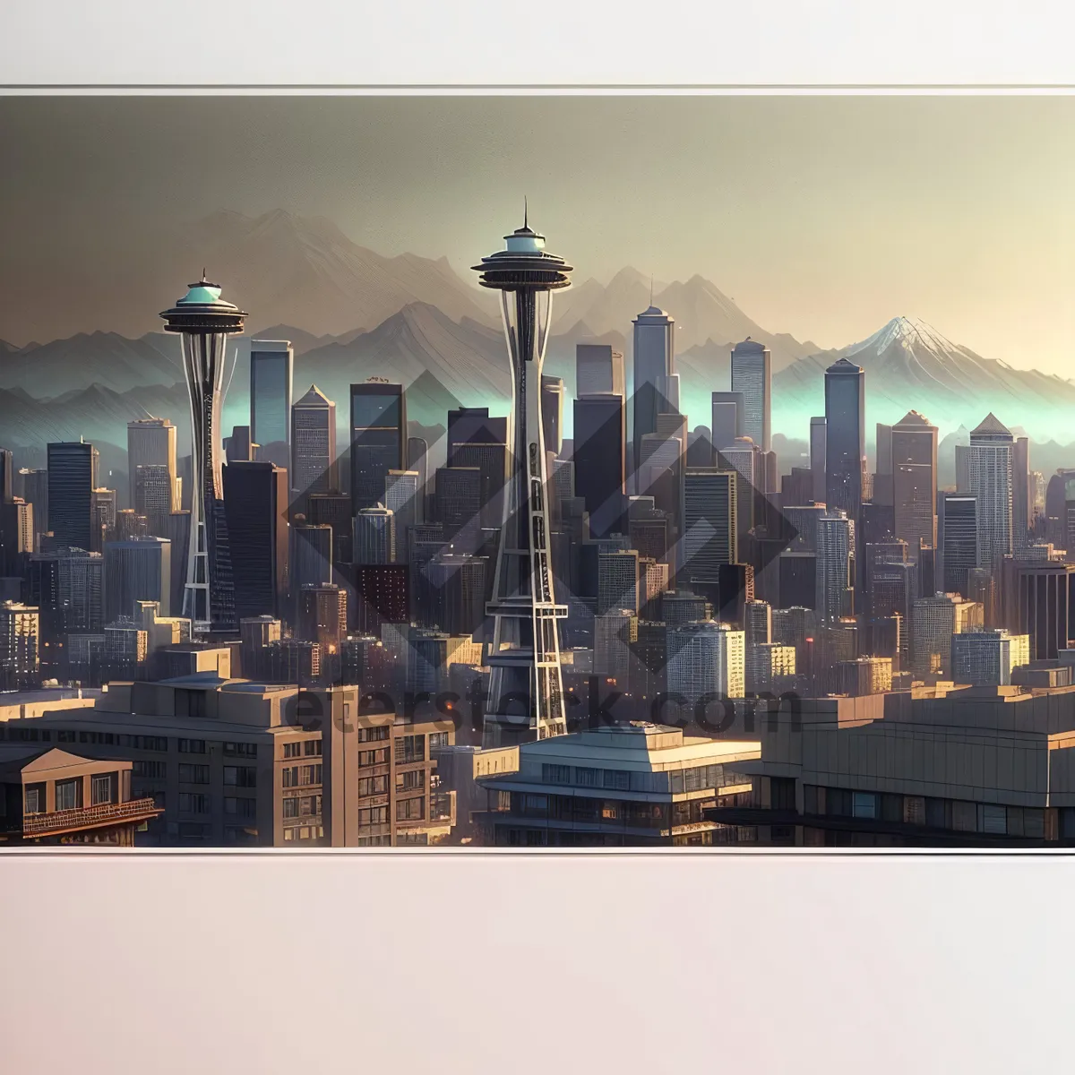 Picture of Downtown skyline reflecting on waterfront at dusk