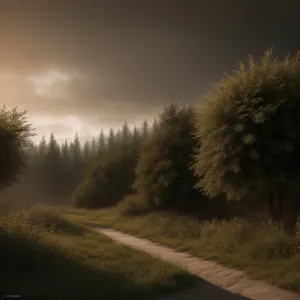Serene Autumn Countryside Landscape with Vast Trees