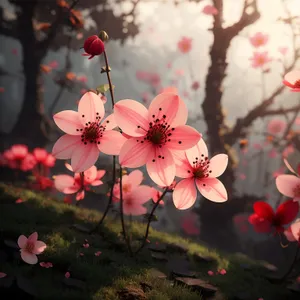 Blooming Cherry Blossom in Japanese Garden