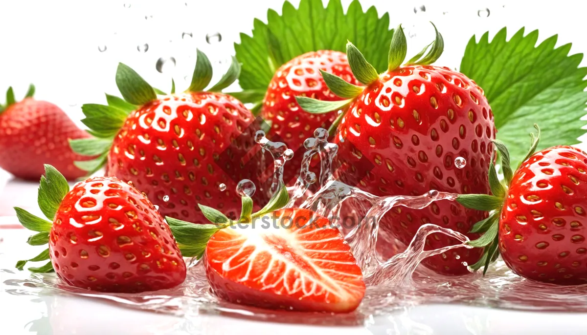 Picture of Colorful Garden Fresh Strawberry Closeup - Healthy Sweet Fruit