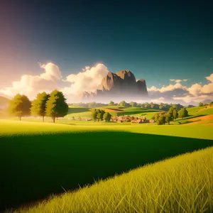 Vibrant Rural Landscape under a Majestic Sky